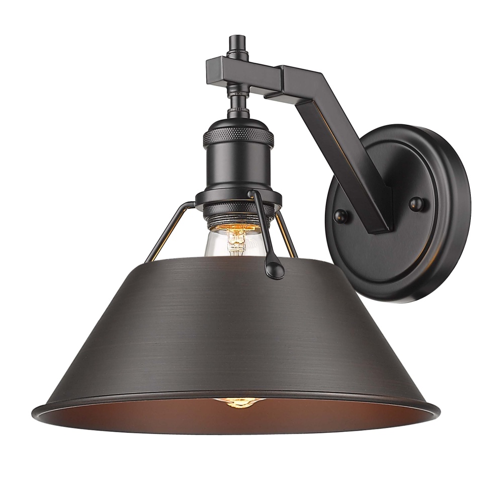 Yep by Golden Lighting Orwell 1-light Wall Sconce in Matte Black and Rubbed Bronze shade